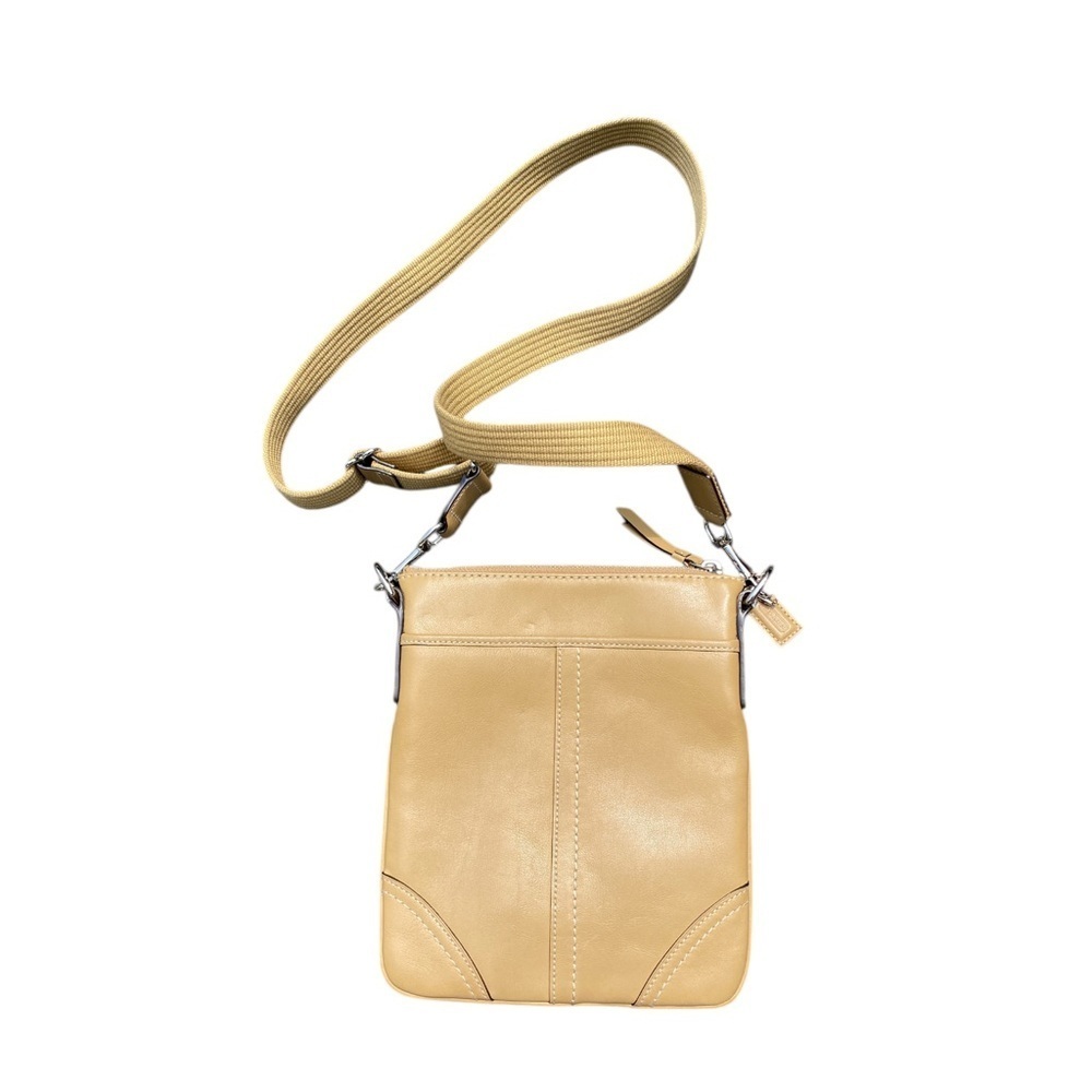 Coach Tan Crossbody Bag with Structured Design and Gold Hardware - Picture 1 of 8